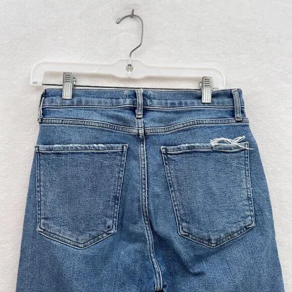 Agolde Nico Jeans Womens 27 (32x25) Blue High Rise Slim Straight Leg Distressed - Picture 9 of 10